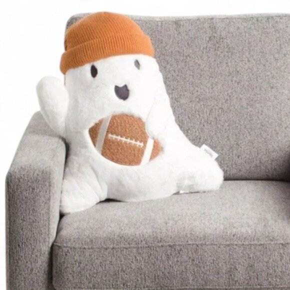 Martha Stewart Ghost Shaped Pillow with Football and Beanie Soft Plushie NEW! - Picture 3 of 3